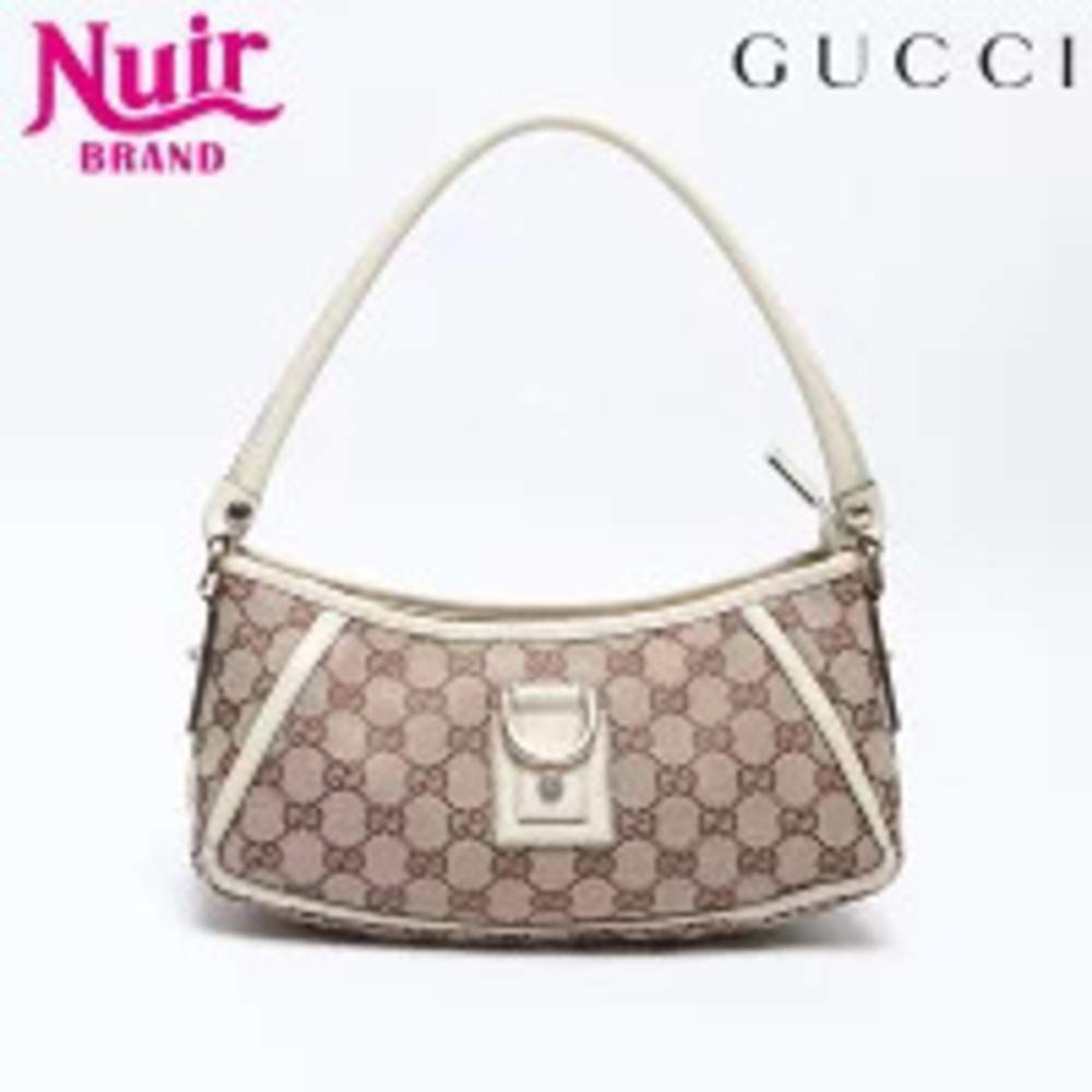 Gucci GG Canvas One Shoulder Hobo Bag Shoulder Beige
